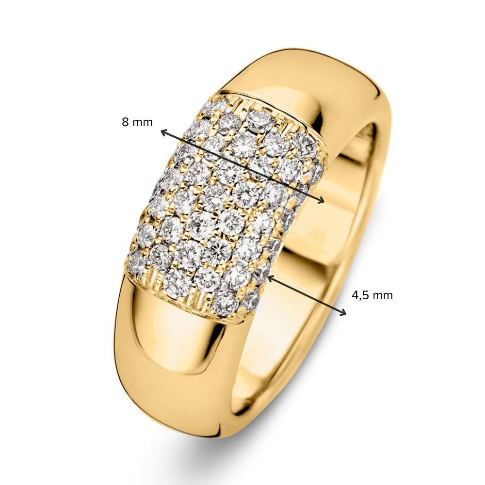 Elegancki Żółte Złoto Diamentowy Pierścionek z 0.70 Karat Całkowitej Wagi Diamentów