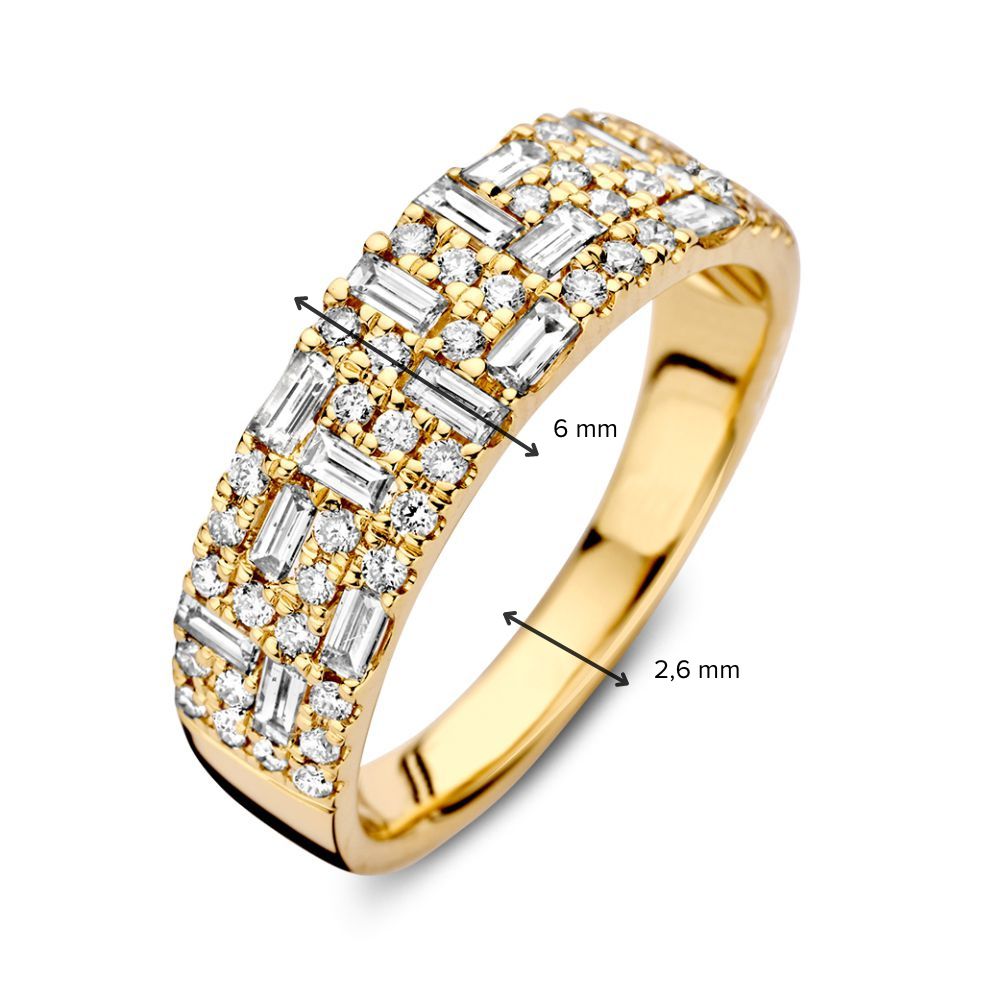 Elegancki Żółte Złoto Pierścionek z Diamentami Brylantowymi i Baguette 0.94 crt.