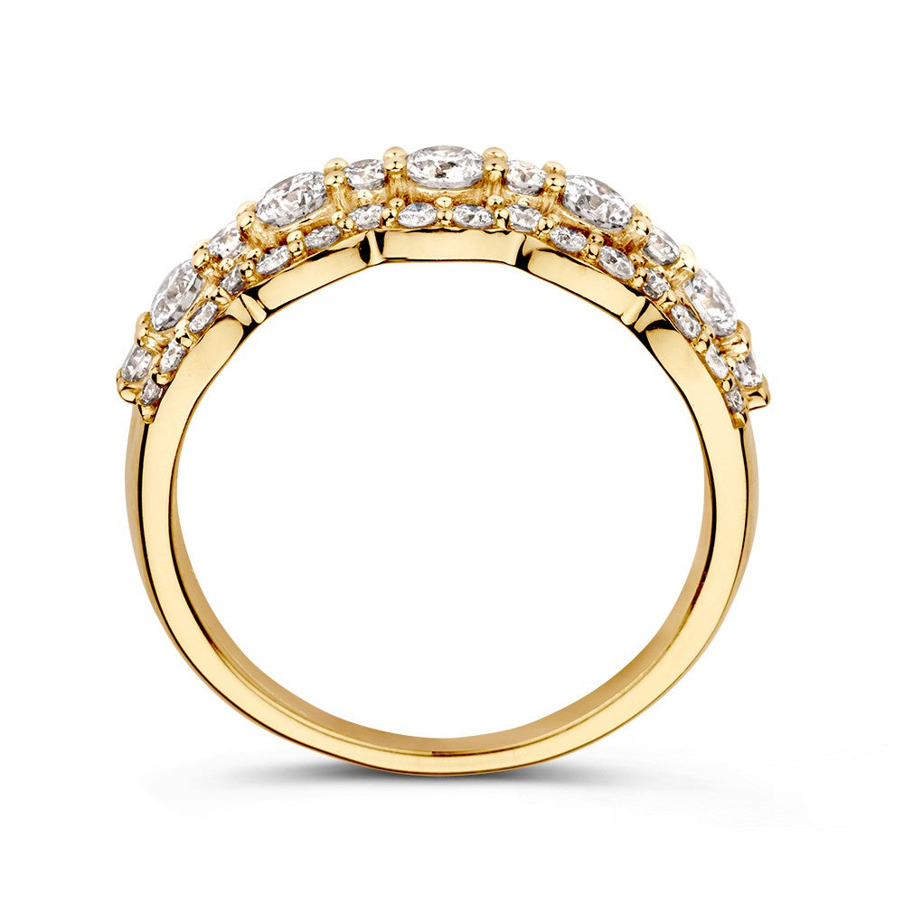 Romantyczny pierścionek z diamentem 14kt żółte złoto o falistym wzorze 1.00 crt.