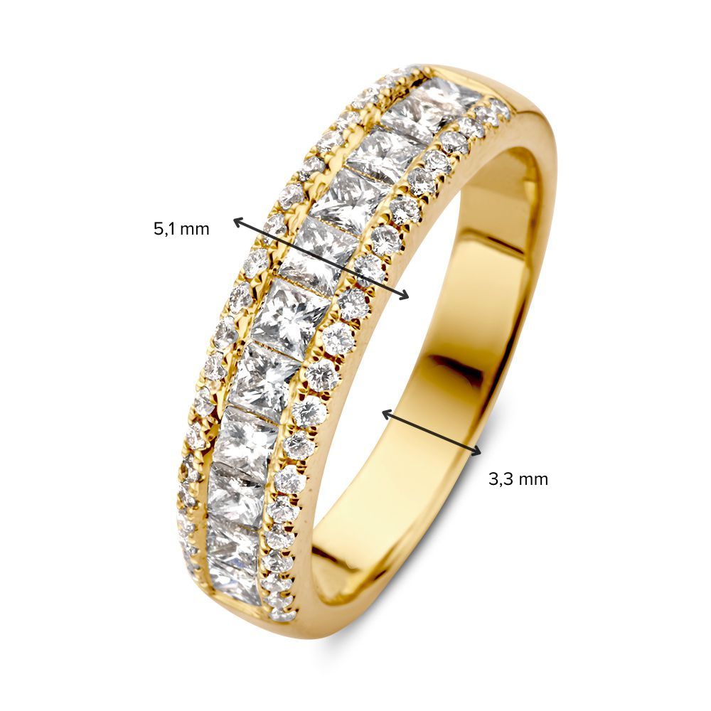 Elegancki Żółte Złoto Pierścionek z Diamentami Szlifowanymi Princess 1.19 crt.
