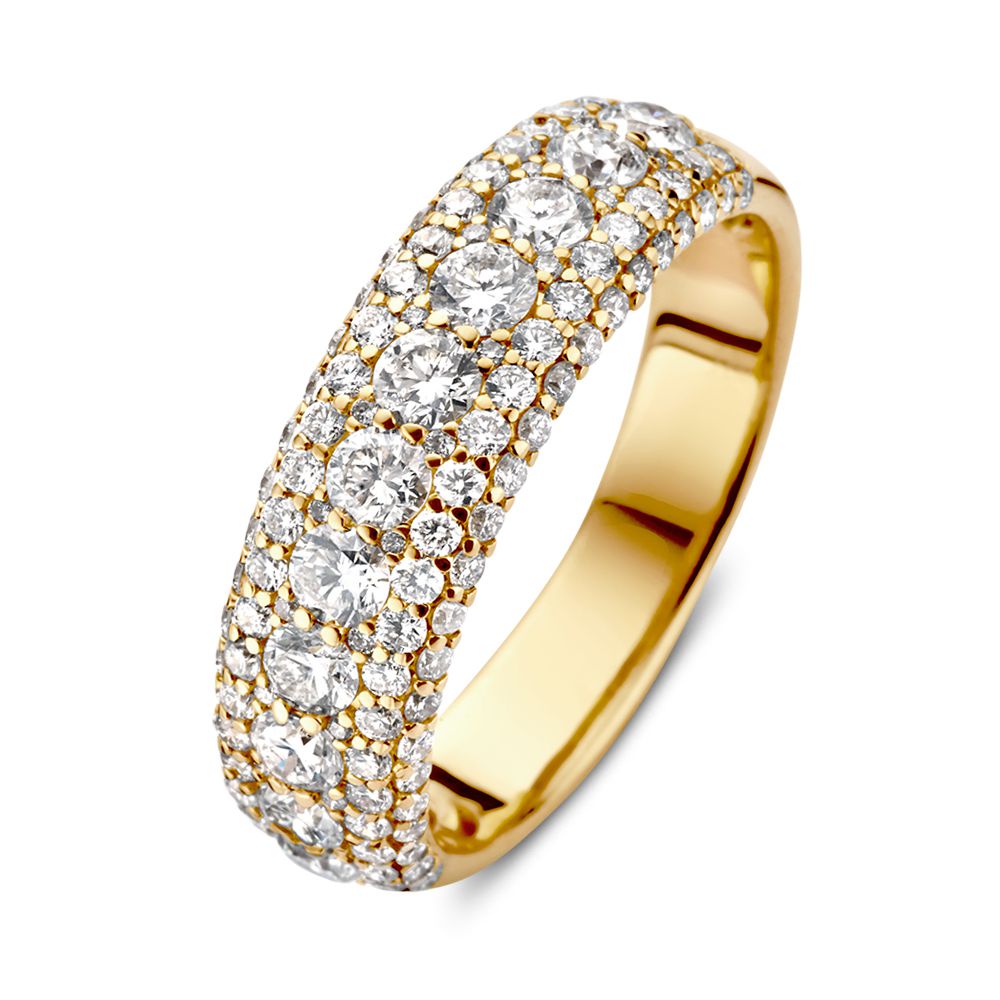 Żółta złota pierścionek z diamentami w prostym osadzeniu, 1,44 ct.