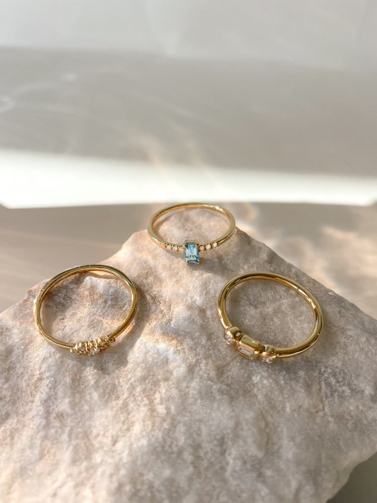 Pierścionek żółte złoto topaz + diament