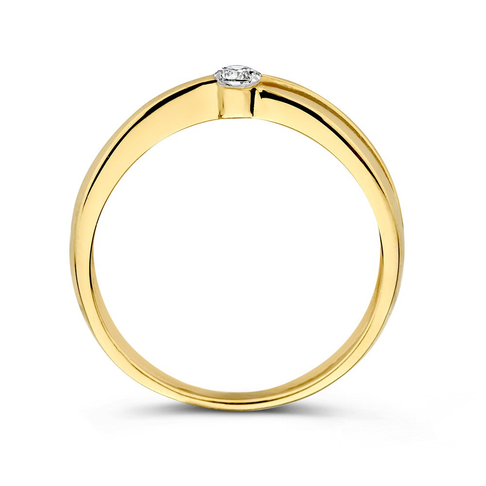 14K Żółte Złoto Pierścionek z Cyrkonią – Elegancka Biżuteria dla Damskich