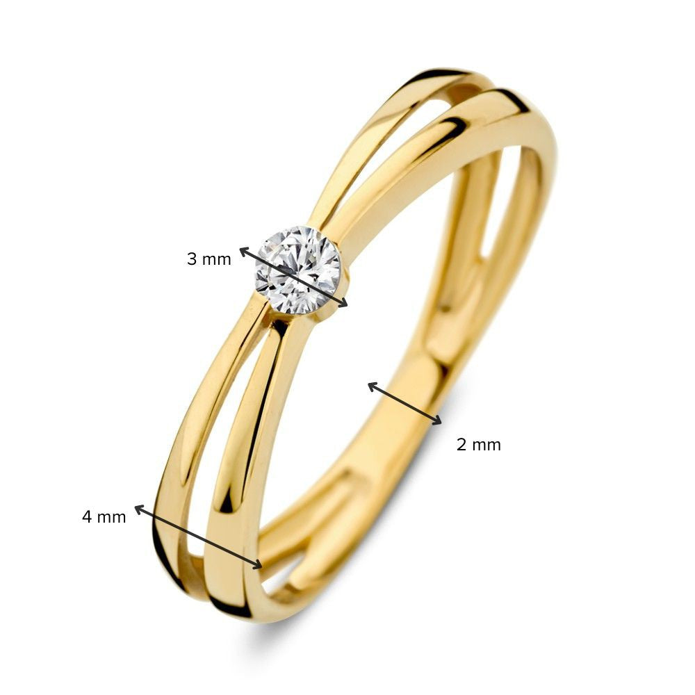 14K Żółte Złoto Pierścionek z Cyrkonią – Elegancka Biżuteria dla Damskich