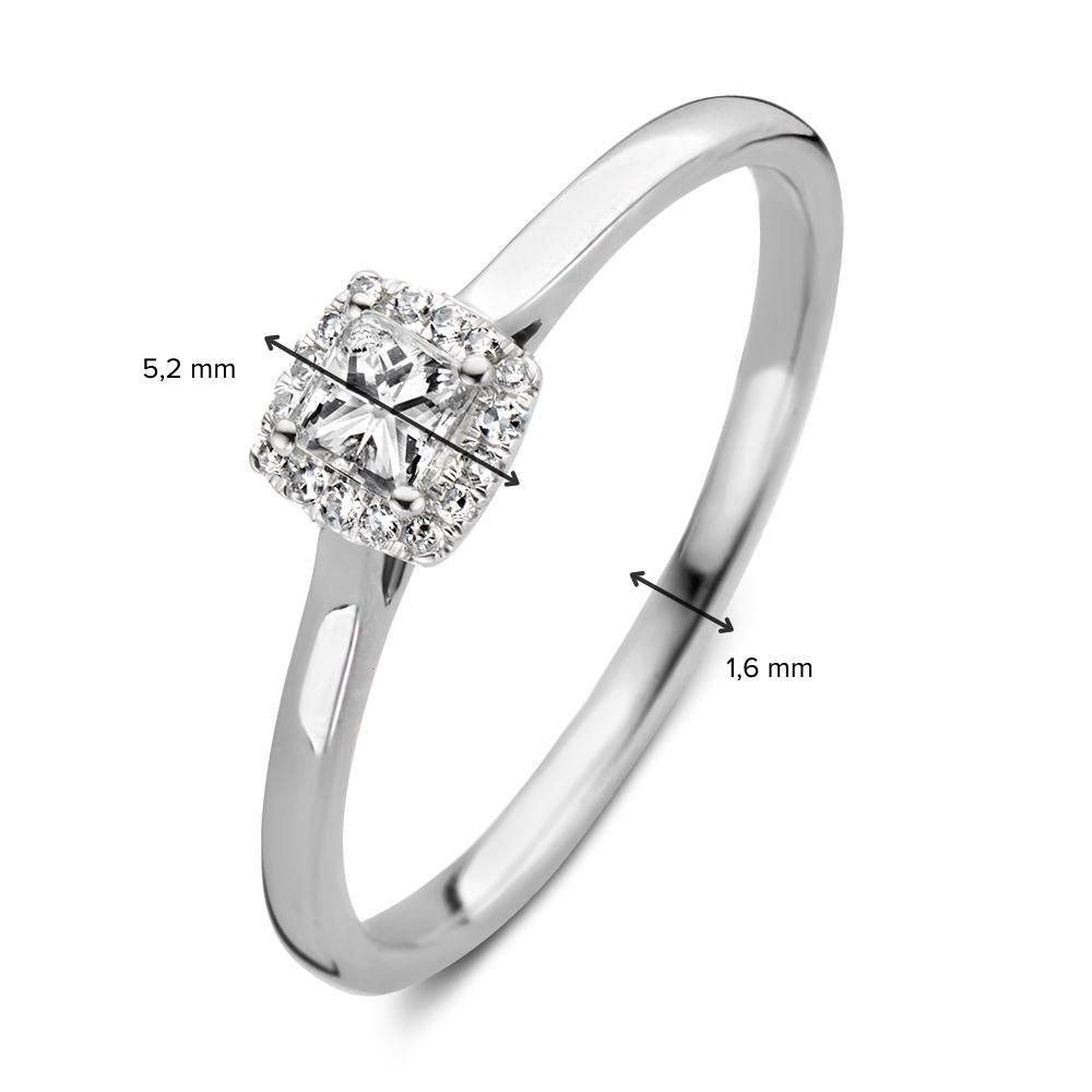 Elegancki pierścionek z białego złota z diamentem w kształcie księżniczki (0,24 karata łącznie)