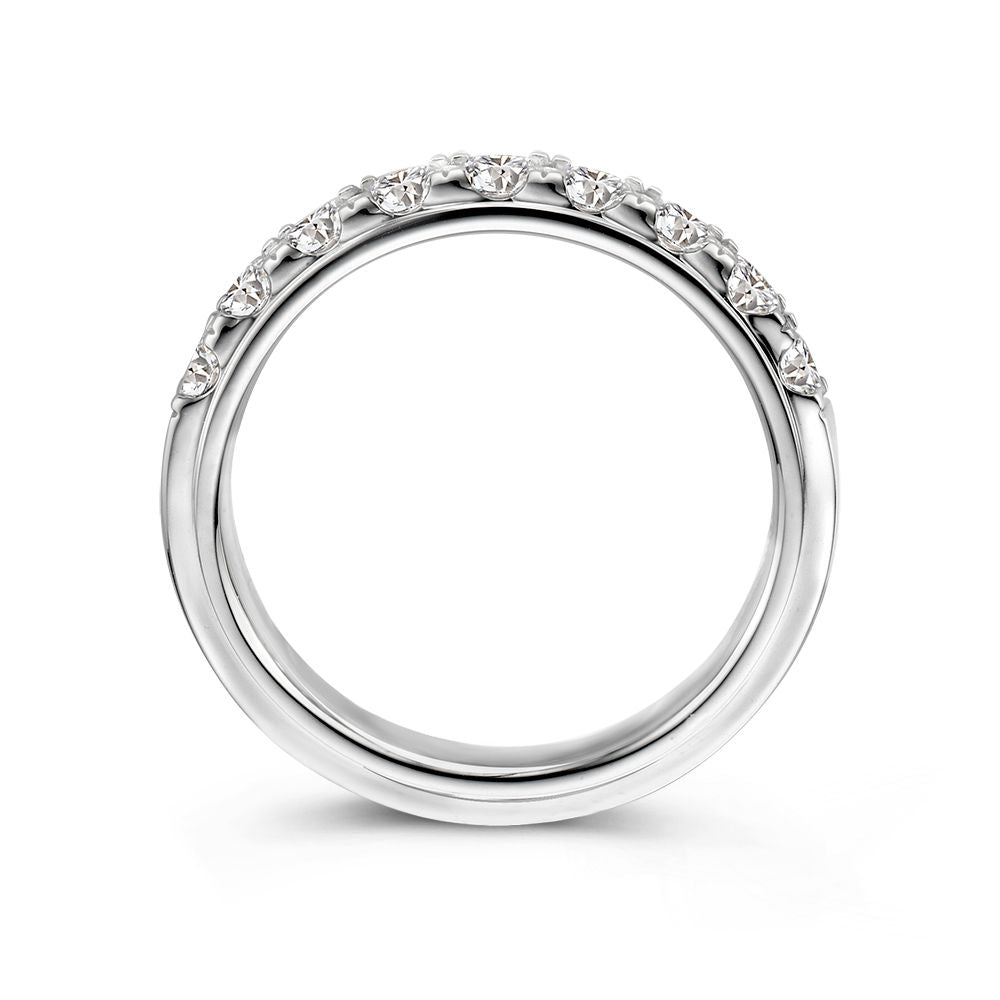 Elegancki pierścionek z białego złota 14K z diamentem o wadze 1.00 karata w półwiecznym ustawieniu