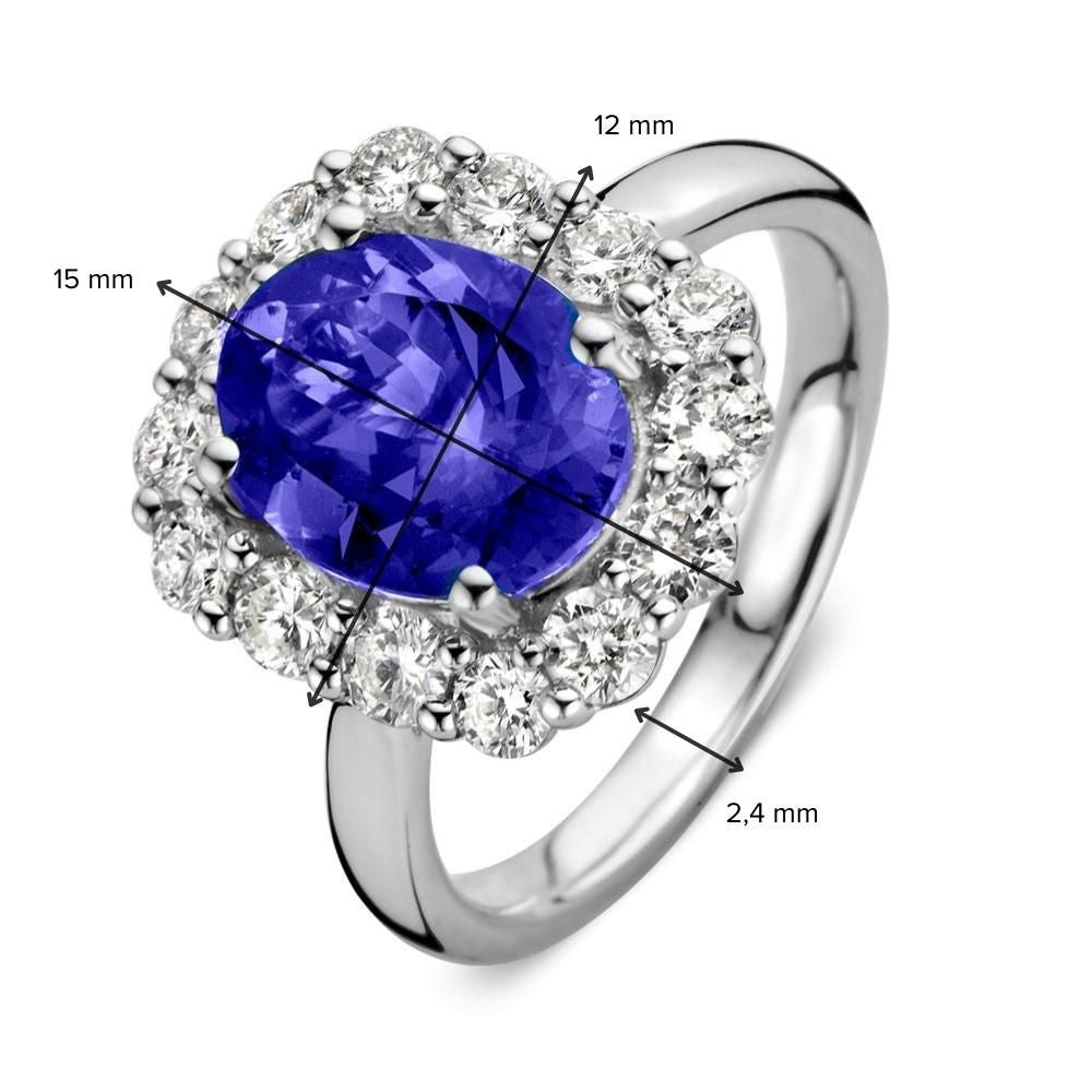 Elegancki pierścionek z białego złota z tanzanitem i diamentami – 2,80 karata tanzanitu