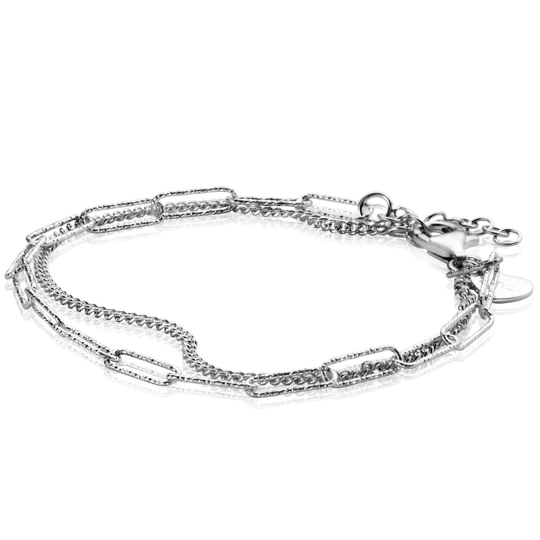 De Zinzi Armband Zilver Zia2367 van Zinzi heeft twee kettingstijlen-een dunne kabelketting en grotere paperclip schakels-met een karabijnsluiting en verstelbare verlenging voor een delicate look.